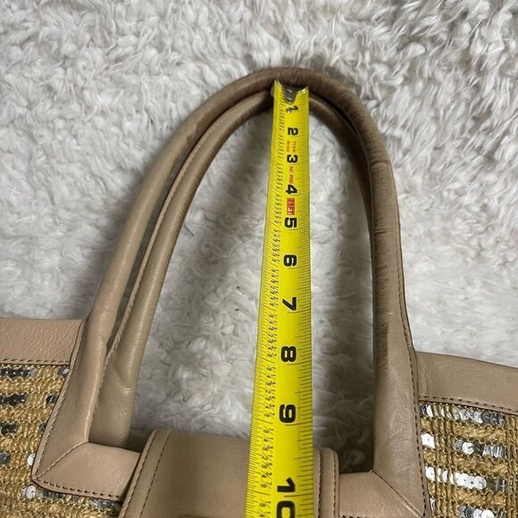 Kate Spade Jute and sequins Tan & Gold shoulder bag leather beige straps & trim - Picture 12 of 16